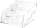 Acrylic Business Card Holder with Three Slots Office Desk Organizer for Cards Premium Table Storage Box for School Supplies and Stationery Great present Idea