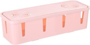 Plug Socket Dust Safety Box Pink Cable Hider Box for Storage and Organization of Cords Wires and Cables for Desk and Home Use
