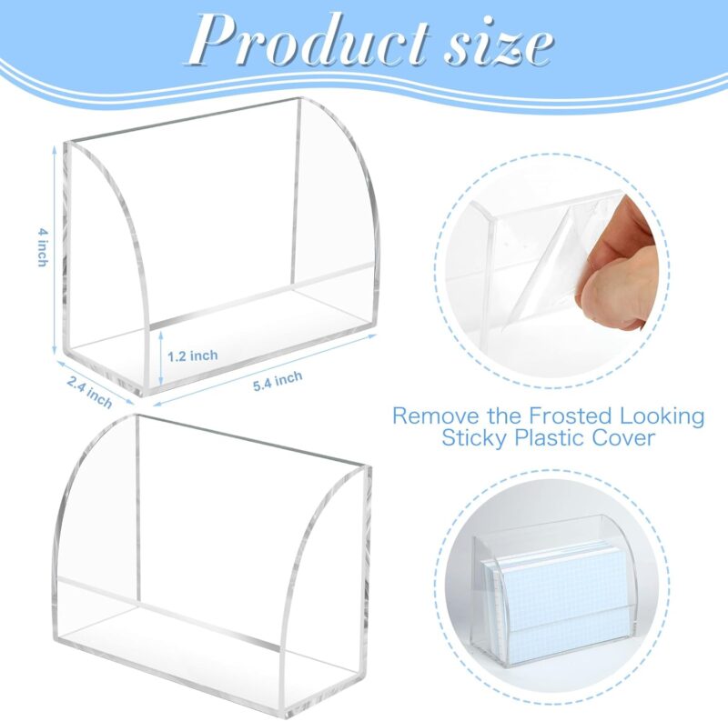 2 Pack Index Card Display Stand 3x5 Acrylic Card Holder for Desk File Note 4x2.4x5.4 Inch Clear Postcard Stand Index Card Rack Acrylic Business Card Stand for Office Business Classroom (No Card) - Image 2