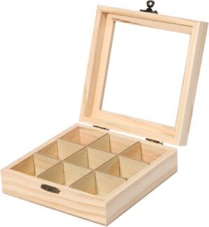 Tea Bag Jewellery Storage Box Chest Storage Box 9 Compartments Tea Box Storage Box Xylose Package Container