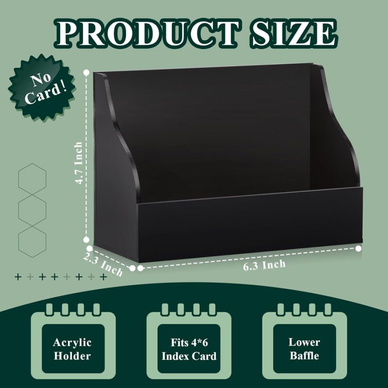 2PCS Acrylic Index Card Holder 4x6 Black Note Card Organizer Box Card Display Stand Business Card Organizer Box Postcard Display Rack for Desk Office Classroom 4.7*2.3*6.3 Inch(No Card) - Image 2