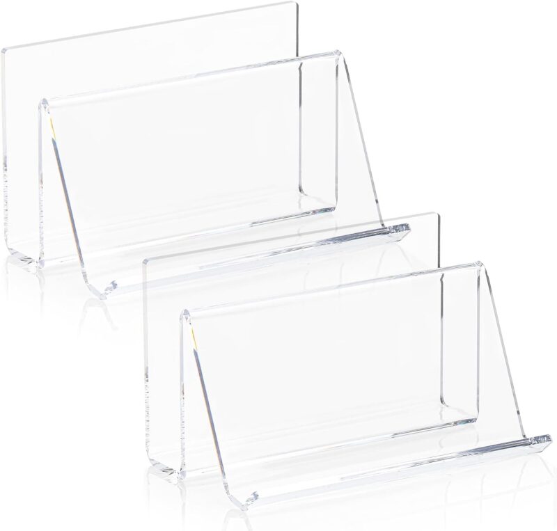 2 Pack 3x5 Index Card Display Holder Acrylic Cards Holder Stand Acrylic Business Card Holders Name Card Organizer Postcard Stand Display 200 Capacity for Studying Supplies No Card (Clear, 2 Pack) - Image 2