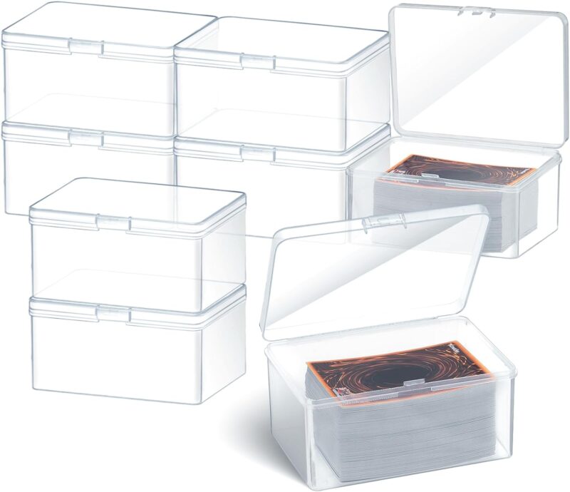 Playing Deck Card Storage Box Plastic Card Boxes Compatible with 100 Mtg Holder Storage Case 4.3 x 2.95 x 2.2 Inches Organizer Snap Closed Trading Games Collector(8 Pcs)