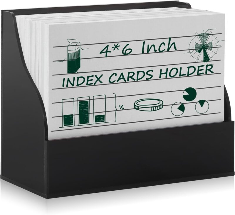 2PCS Acrylic Index Card Holder 4x6 Black Note Card Organizer Box Card Display Stand Business Card Organizer Box Postcard Display Rack for Desk Office Classroom 4.7*2.3*6.3 Inch(No Card)