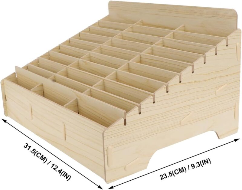 30 Compartment Portable Mobile Phone Storage Box for Classrooms and Meetings, 30 x 24 x 7.27 cm, Khaki - Image 2