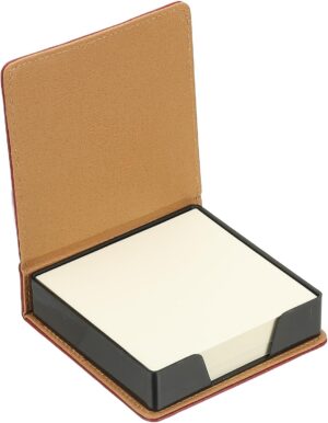 140 Sheets Leather Sticky Notes Holder, 10inch Post Notes Holder Storage Box Desktop Mini Case Business Card Holder Memo Pad Organizer for Desk Home Office Books Notebook, Red