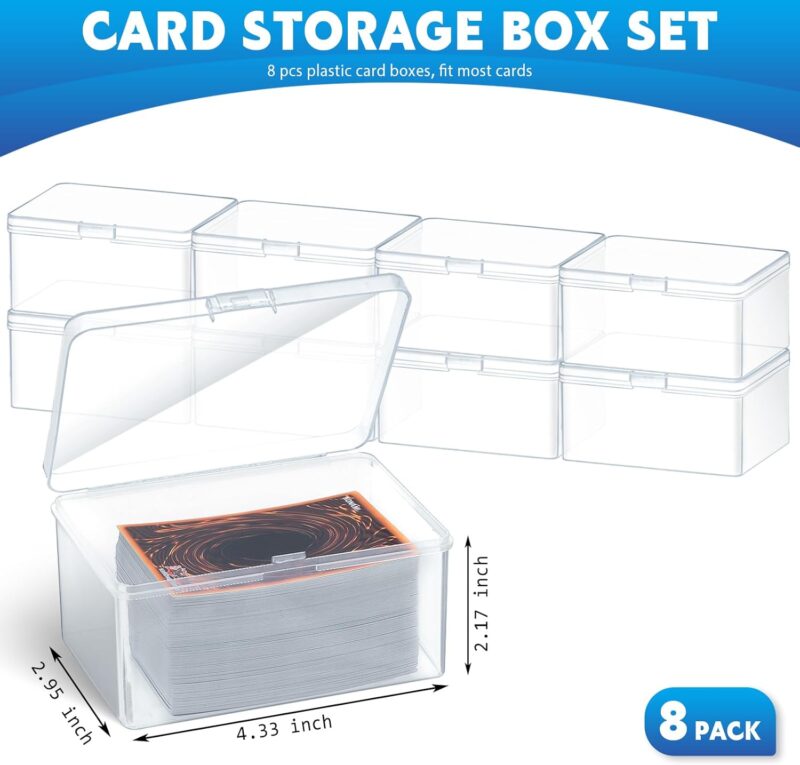 Playing Deck Card Storage Box Plastic Card Boxes Compatible with 100 Mtg Holder Storage Case 4.3 x 2.95 x 2.2 Inches Organizer Snap Closed Trading Games Collector(8 Pcs) - Image 2