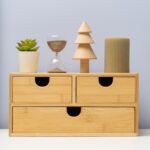 Desk Organizer with Drawers: Bamboo Desktop Storage Drawer Container - Tabletop Storage Organization Box for Office Home Toiletries Supplies