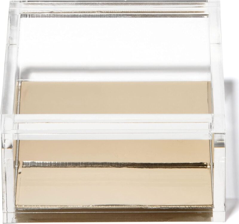 Acrylic Desk Organizer w/Gold Base – Functional & Elegant Odds & Ends Box for Display or Storage – Perfect for Home or Office, Kitchen, Bathroom Vanity, Curio Display - Medium - Image 2