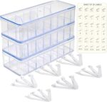 Set of 3 Cable Organizer Boxes with Labels - Charger Box Organizer, Stackable with Lids - Cord Storage for Desk & Drawer - Case