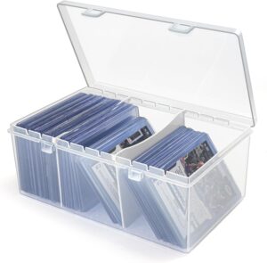 Plastic Top loader Storage Box with Dividers, Trading Card Storage Box, Sports Cards Storage Box, Top loader Case for baseball cards storage- 1 Pack