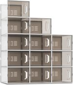 X-Large Shoe Storage Box Fit Size 11, Clear Plastic Stackable Shoe Organizer for Closet, Space Saving Sneaker Shoe Rack Containers Bins Holders for Entryway, Under Bed, 12 Pack Urban Grey