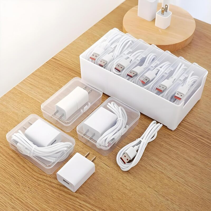 Storage Box Set with 7 Transparent Boxes - Wire Organizers for Cords, Cable Organizer Box, Cord Box, Ribbon, Cable Management Box - Perfect for Chargers, Headphones, Jewelry & Small Items - Image 2